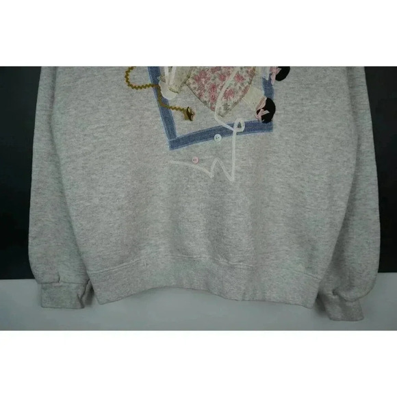Vintage Sweatshirt 90s Gray Artistic Design Women's Large #637 - Picture 4 of 8